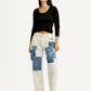 Women's Cream Baggy Fit Mid Rise Jeans - Styleshot View