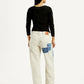 Women's Cream Baggy Fit Mid Rise Jeans - Back View