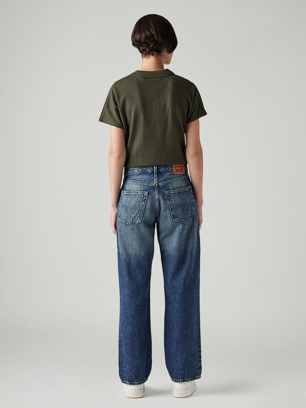 Women's 94 Blue Baggy Fit Mid Rise Jeans - Back View