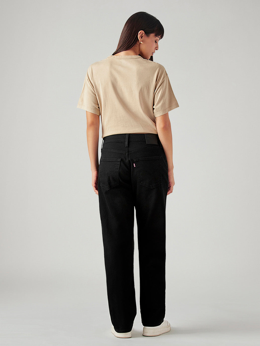 Women's 94 Black Baggy Fit Mid Rise Jeans - Back View