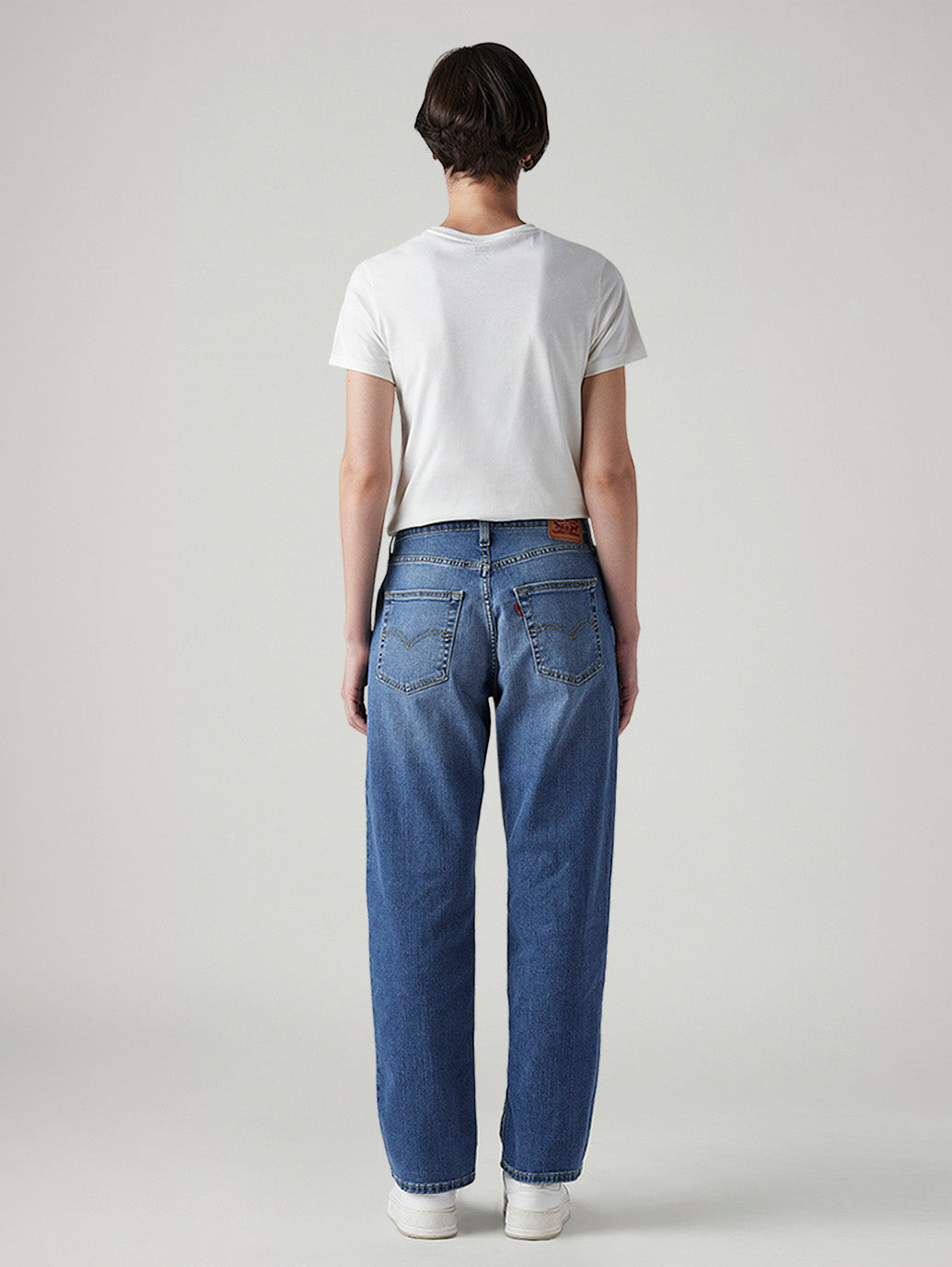 Women's 94 Med Indigo Baggy Fit High Rise Jeans - Back View