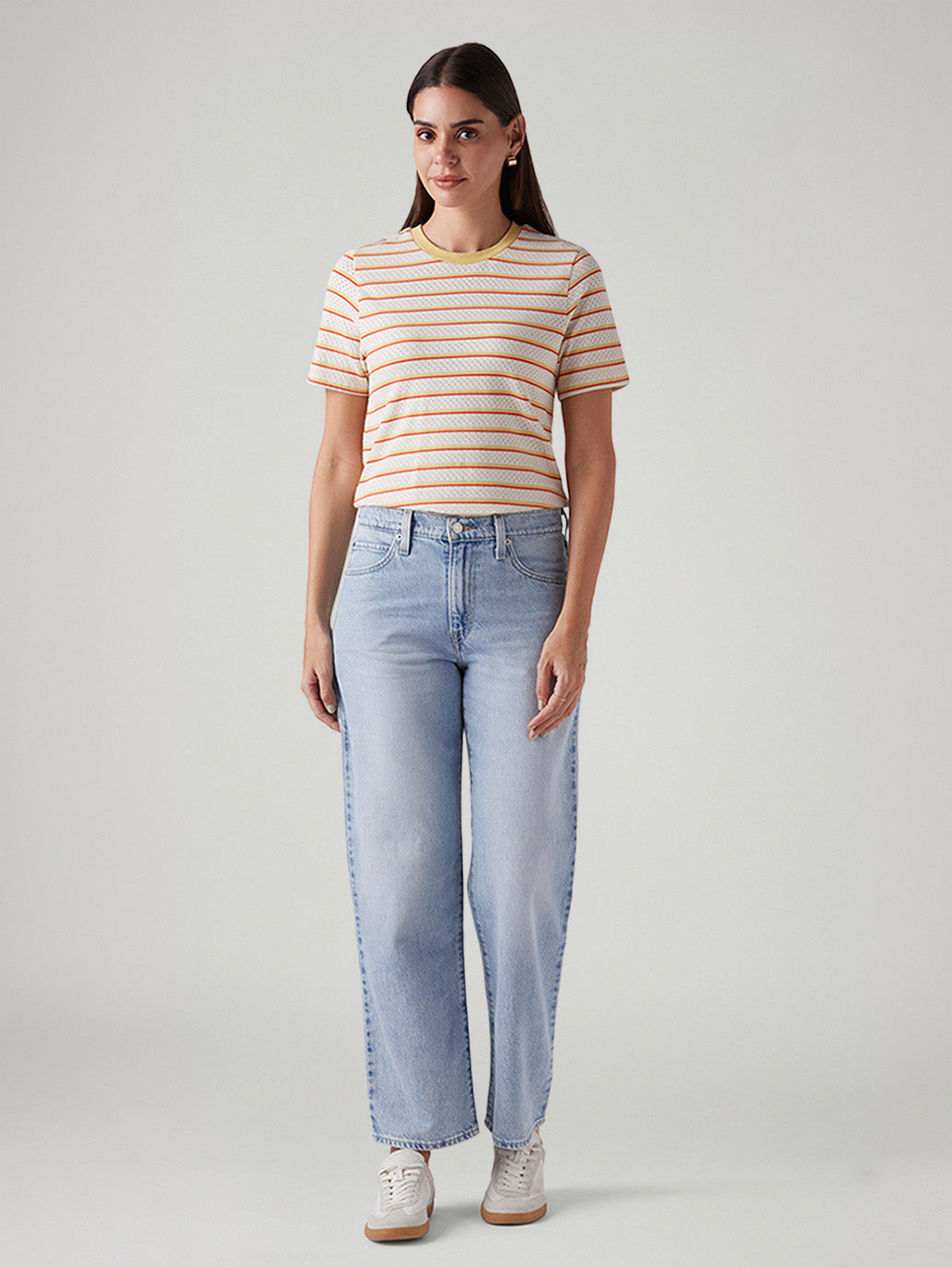 Women's 94 Light Blue Baggy Fit High Rise Jeans - Front View