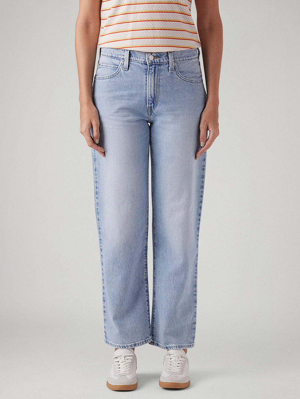 Women's 94 Light Blue Baggy Fit High Rise Jeans - Front View