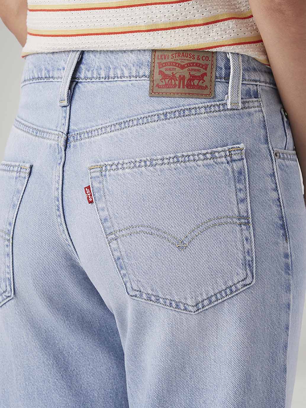 Women's 94 Light Blue Baggy Fit High Rise Jeans - Detail View