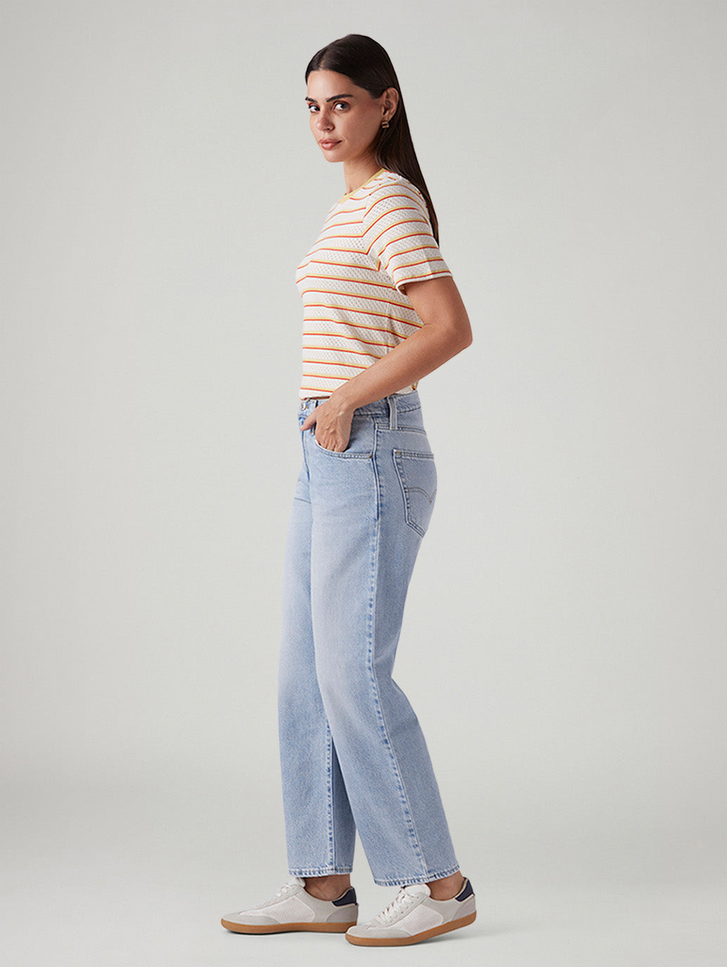 Women's 94 Light Blue Baggy Fit High Rise Jeans - Side View