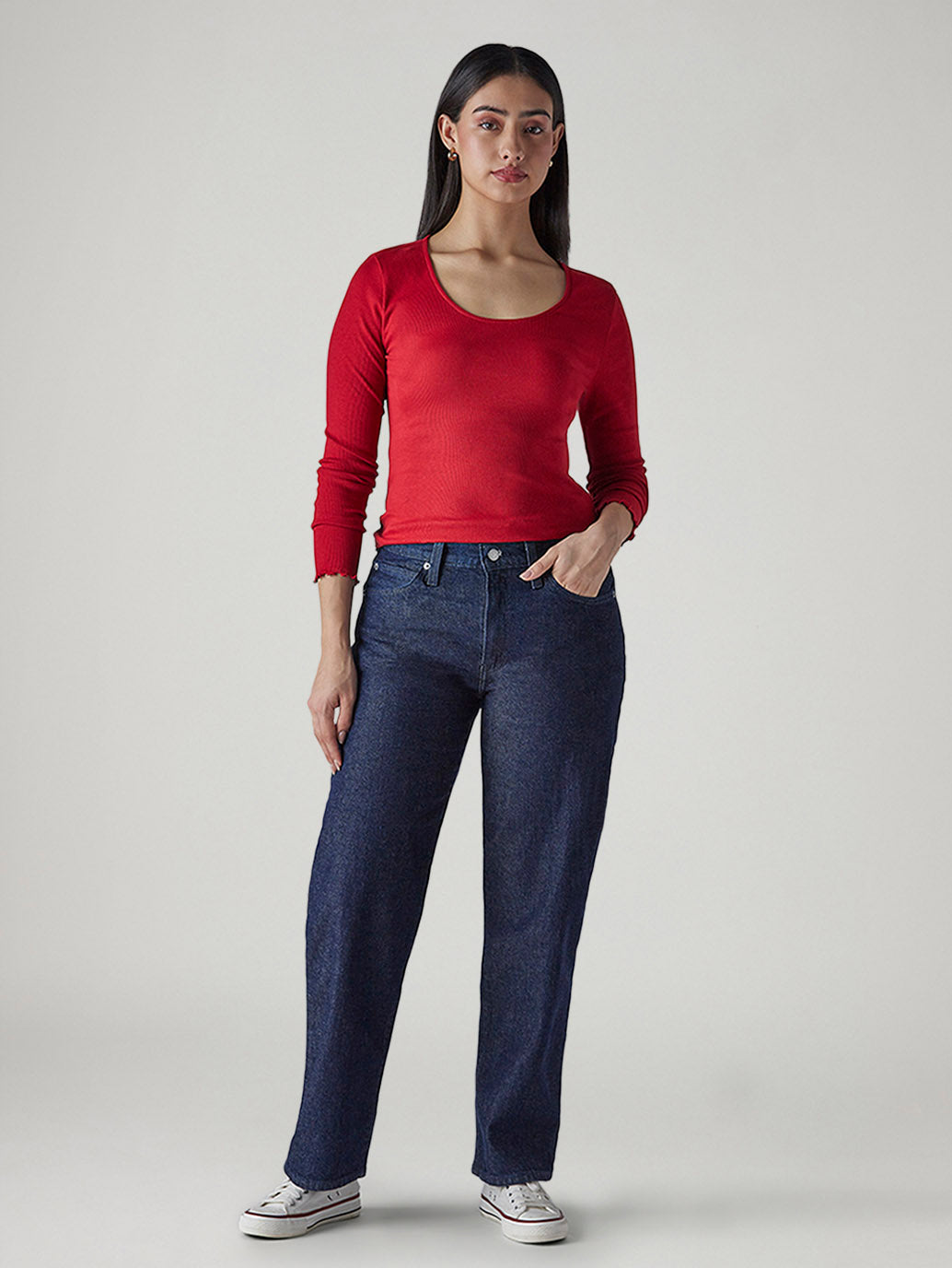 Women's 94 Dark Blue Baggy Fit Mid Rise Jeans - 20 View