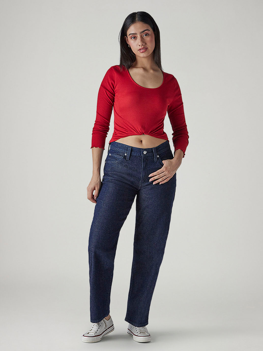 Women's 94 Dark Blue Baggy Fit Mid Rise Jeans