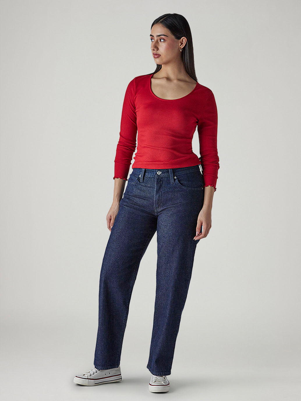 Women's 94 Dark Blue Baggy Fit Mid Rise Jeans - 20 View
