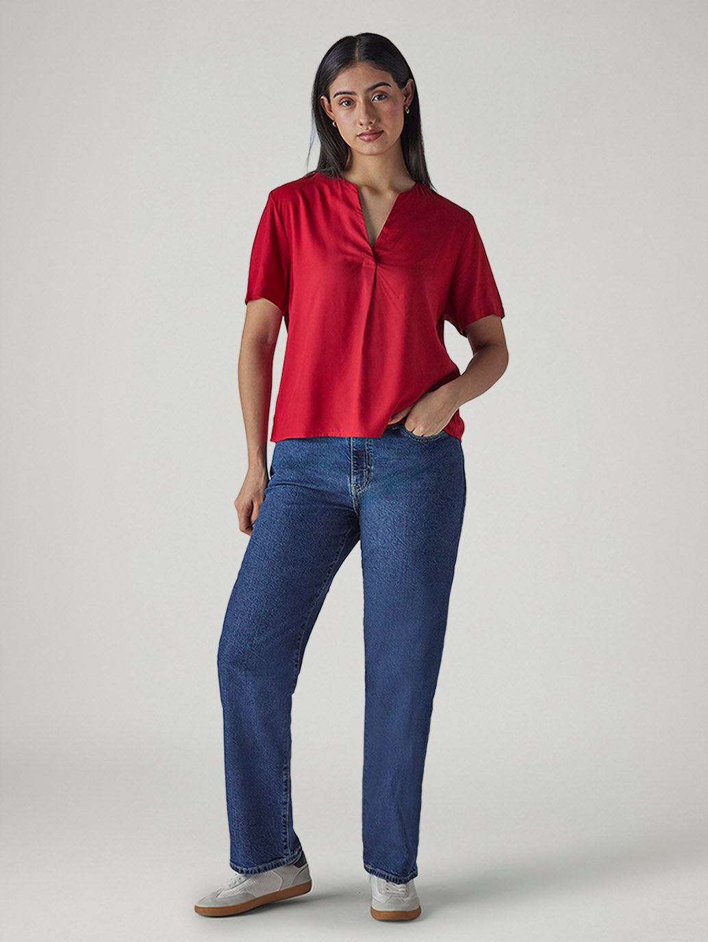 Women's 94 Blue Baggy Fit Mid Rise Jeans
