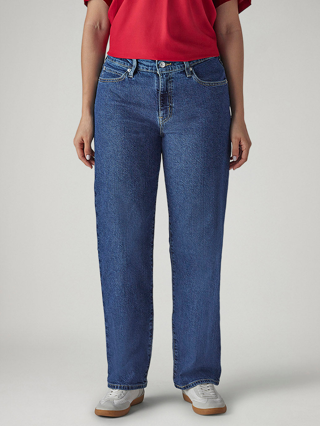 Women's 94 Blue Baggy Fit Mid Rise Jeans - 20 View
