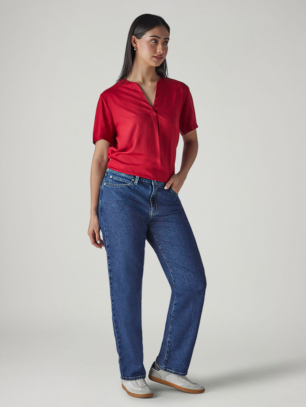 Women's 94 Blue Baggy Fit Mid Rise Jeans - 20 View