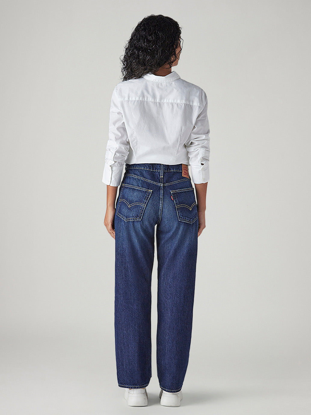 Women's 94 Blue Baggy Fit Mid Rise Jeans - Back View