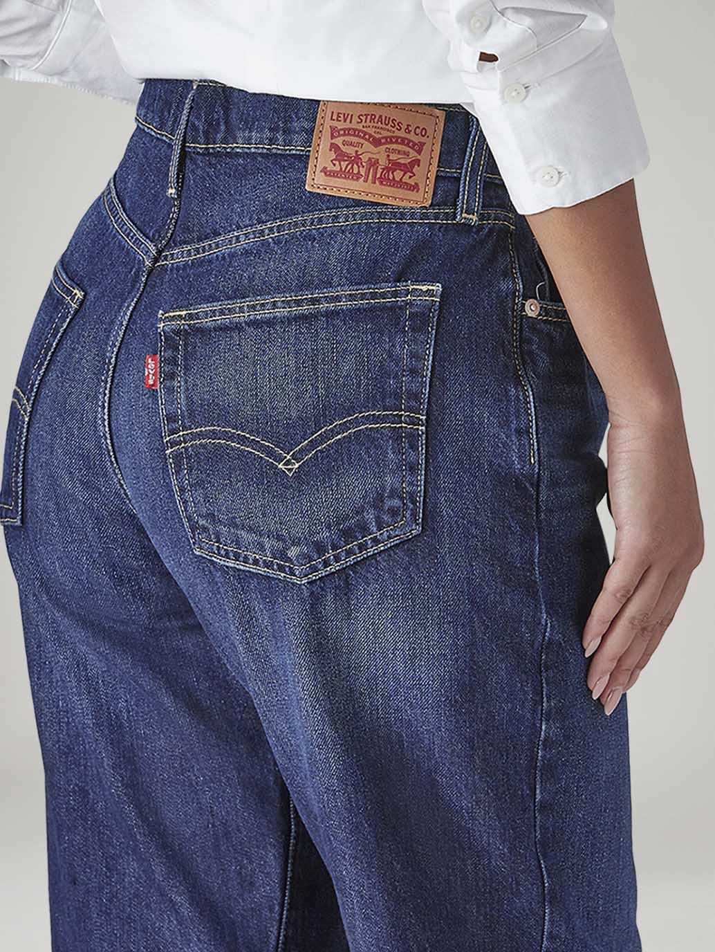 Women's 94 Blue Baggy Fit Mid Rise Jeans - Detail View