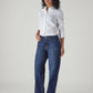 Women's 94 Blue Baggy Fit Mid Rise Jeans - Side View