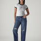 Women's 94 Blue Baggy Fit Mid Rise Jeans - Styleshot View