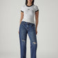 Women's 94 Blue Baggy Fit Mid Rise Jeans - Front View