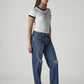 Women's 94 Blue Baggy Fit Mid Rise Jeans - Side View