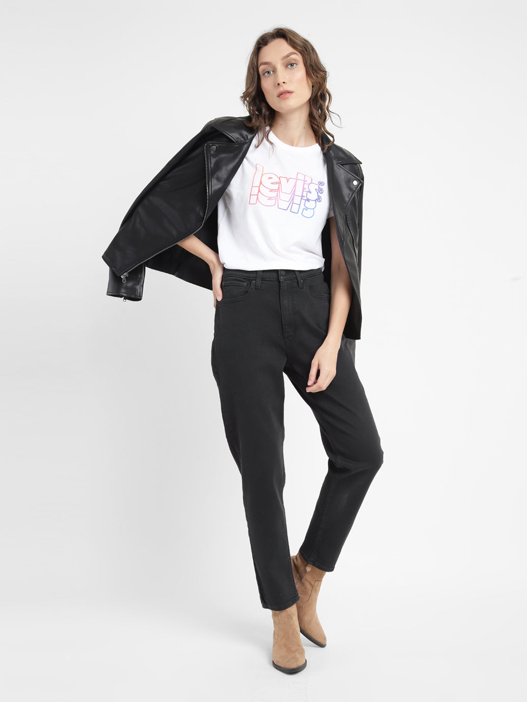 Women's 80s Mom Black Loose Fit High Rise Jeans