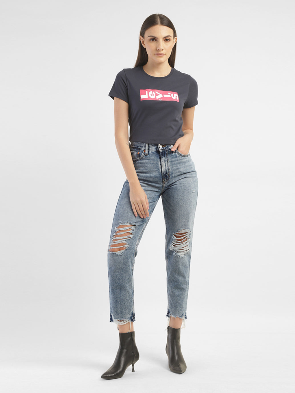 Women's 80s Mom Blue Loose Fit High Rise Jeans