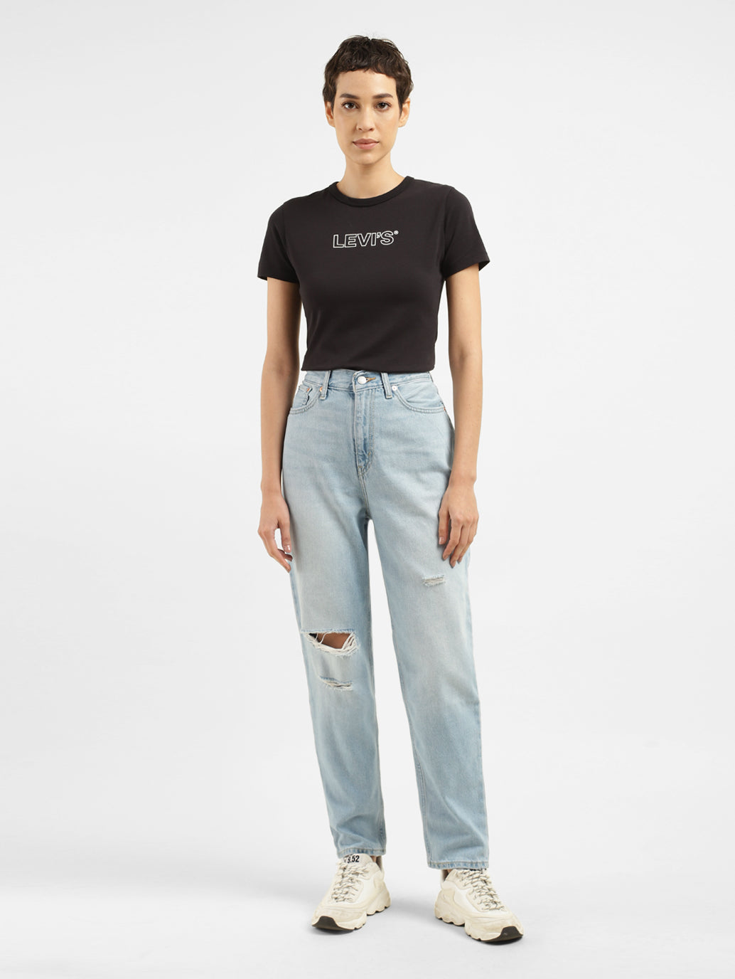 Women's High Rise Loose Tapered Fit Jeans