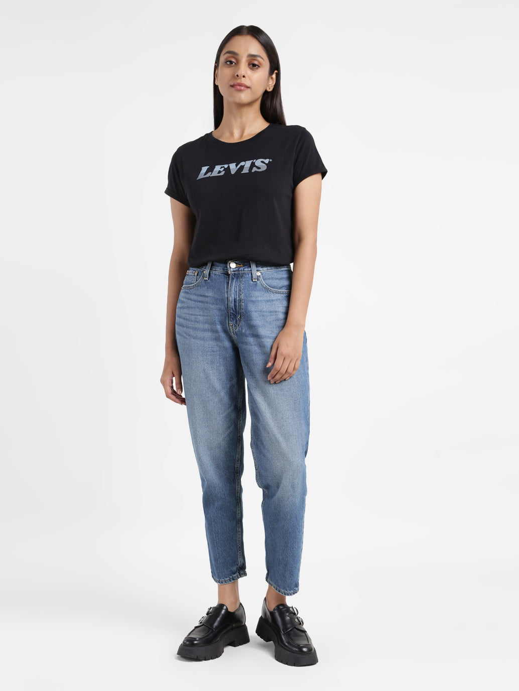 Women's 80s Mom Blue Loose Fit High Rise Jeans