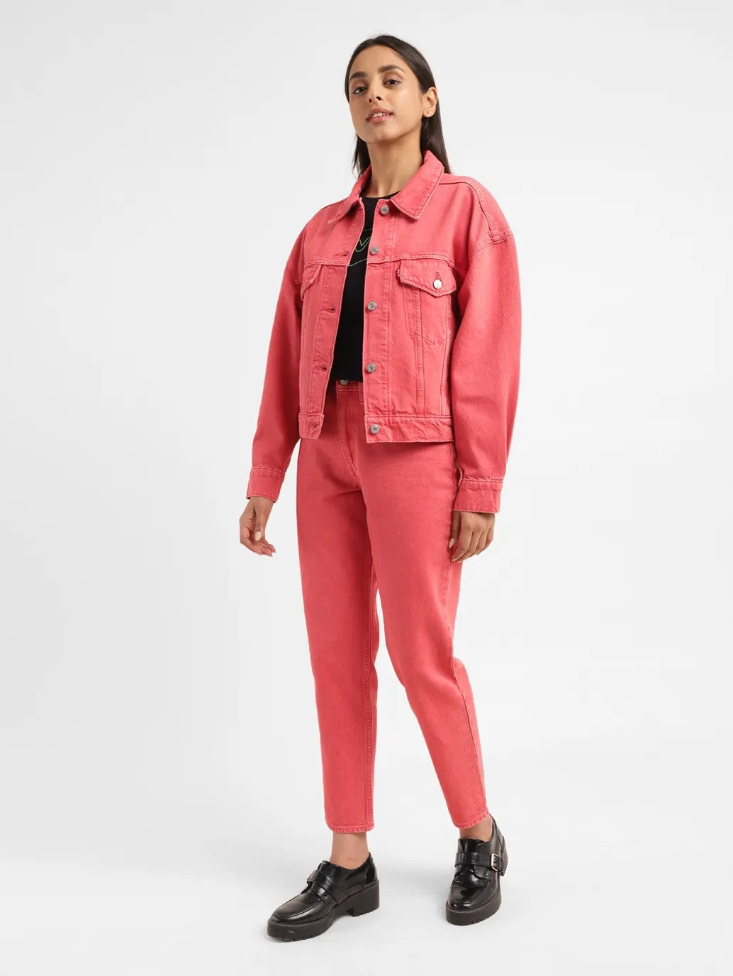 Women's 80s Mom Pink Loose Fit High Rise Jeans