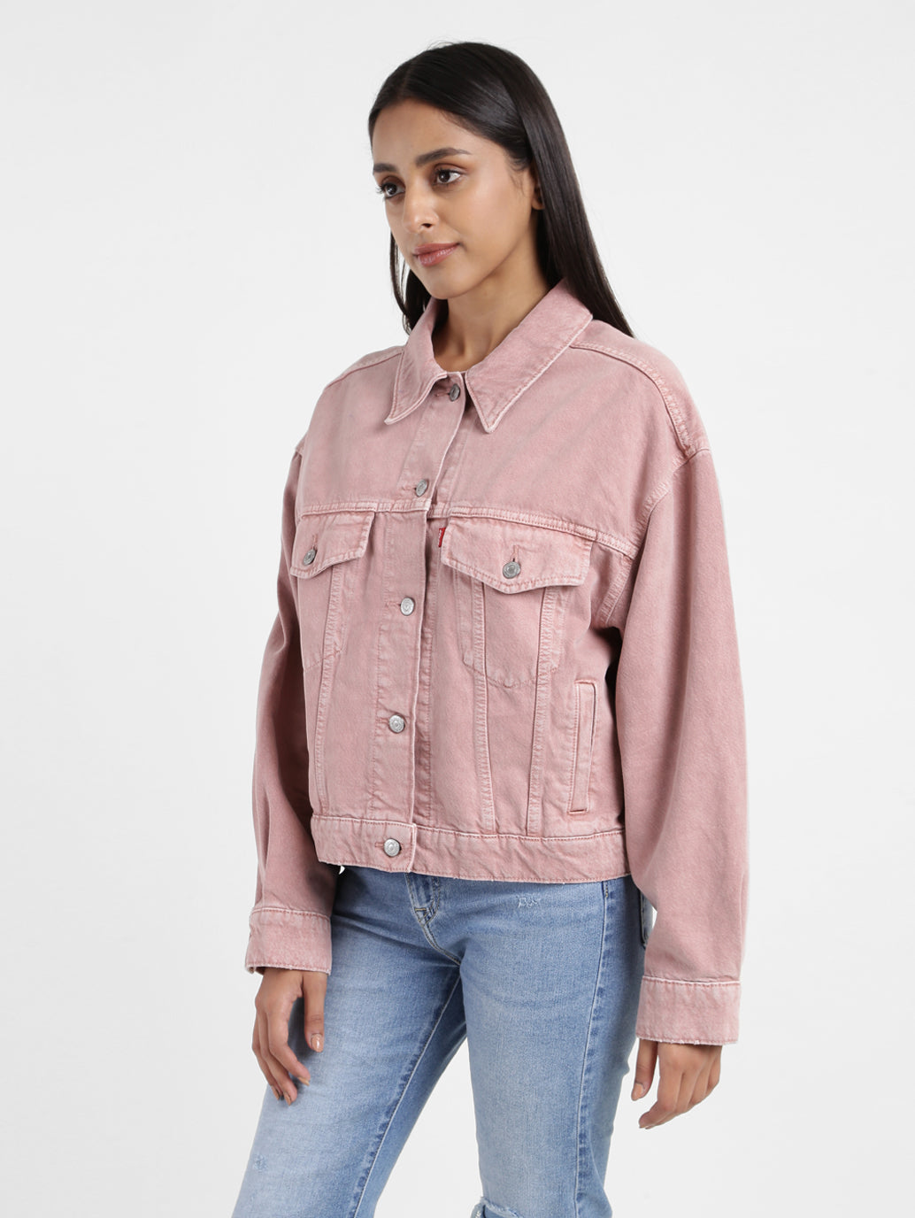 Women's Solid Pink Collar Neck Jacket