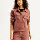 Women's Solid Rust Spread Collar Trucker Jacket