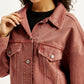 Women's Solid Rust Spread Collar Trucker Denim Jacket - f0aca275-37bc-49ed-a782-4dda06f1c71e View