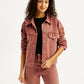 Women's Solid Rust Spread Collar Trucker Jacket