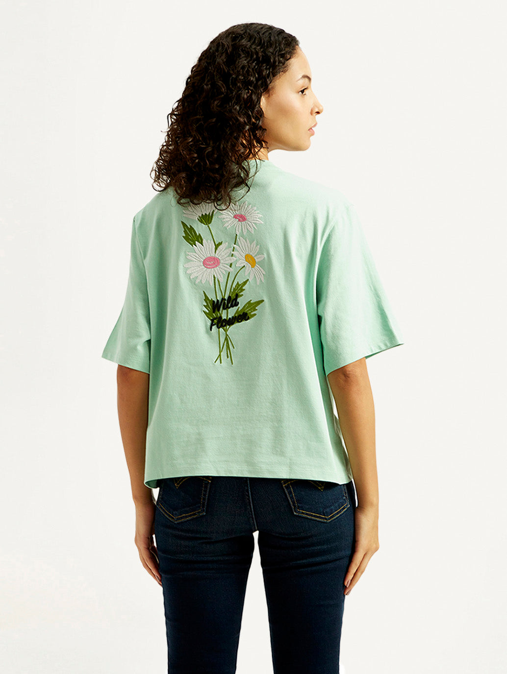 Women's Floral Relaxed Fit T-shirt - Back View