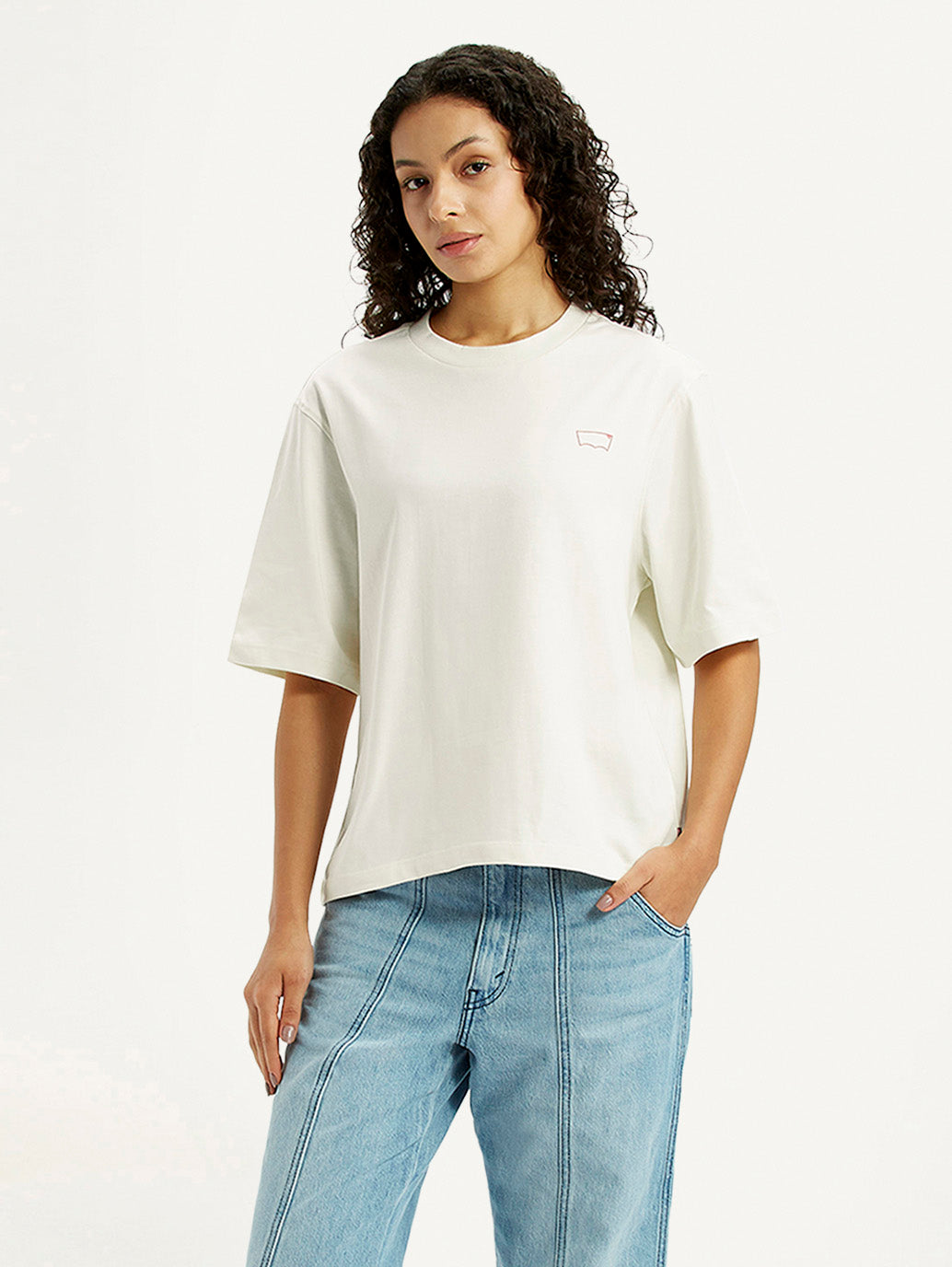 Women's Graphic Print Off White Relaxed Fit T-shirt - Styleshot View