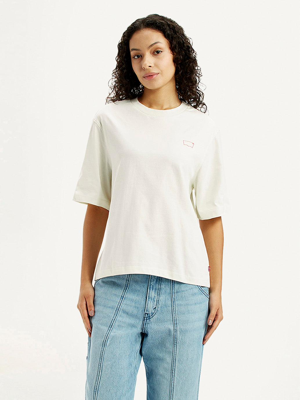 Women's Graphic Print Off White Relaxed Fit T-shirt - Front View