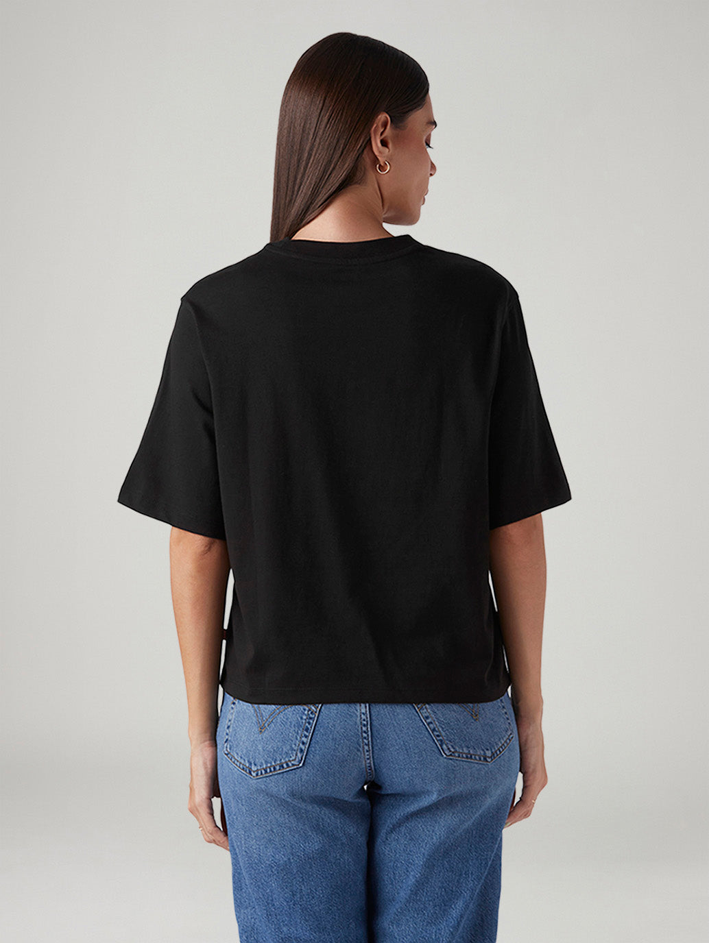Women's Logo Printed Relaxed Fit Embroidery T-Shirt - Back View