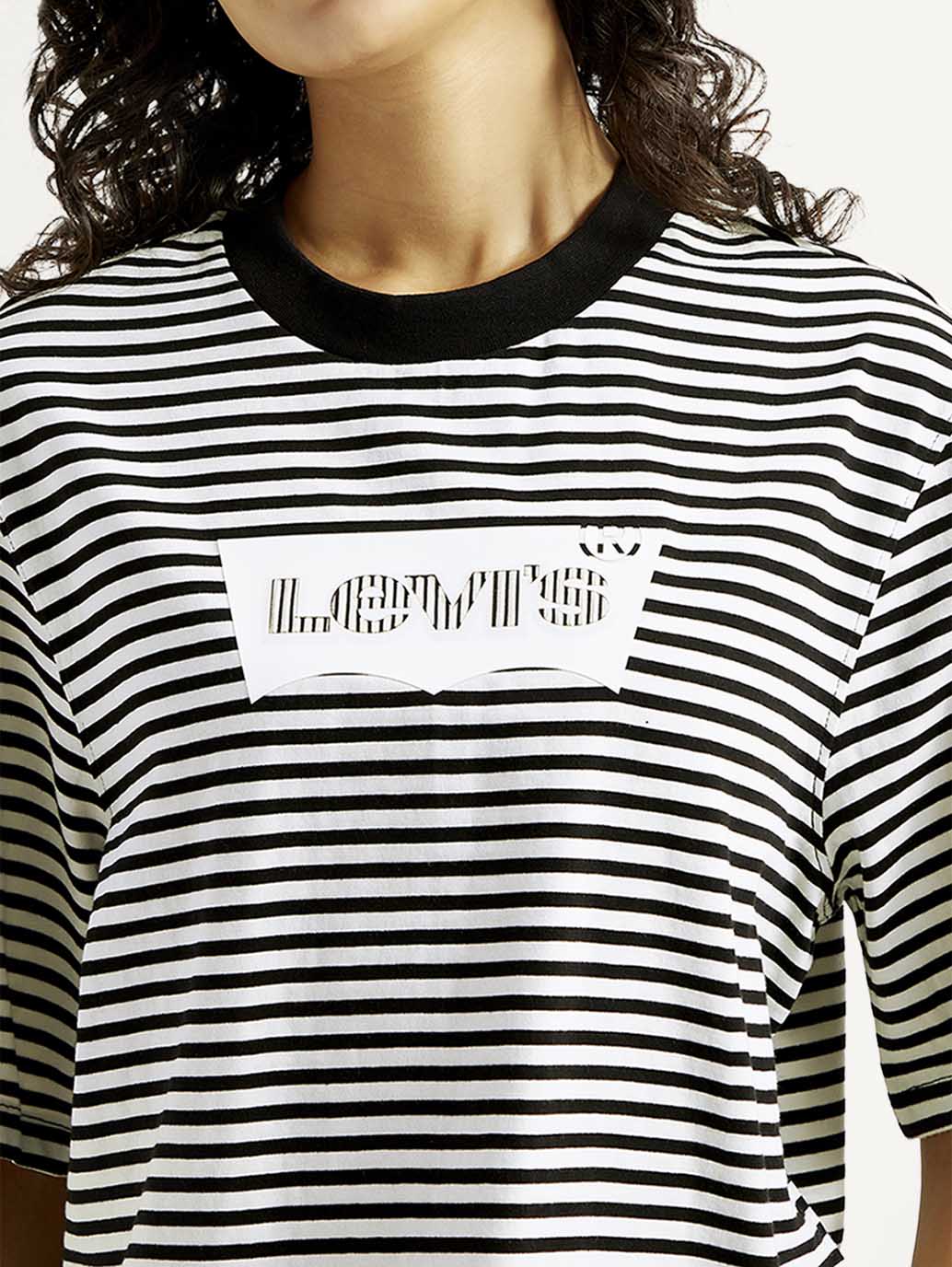 Women's Striped Relaxed Fit T-shirt - Detail View