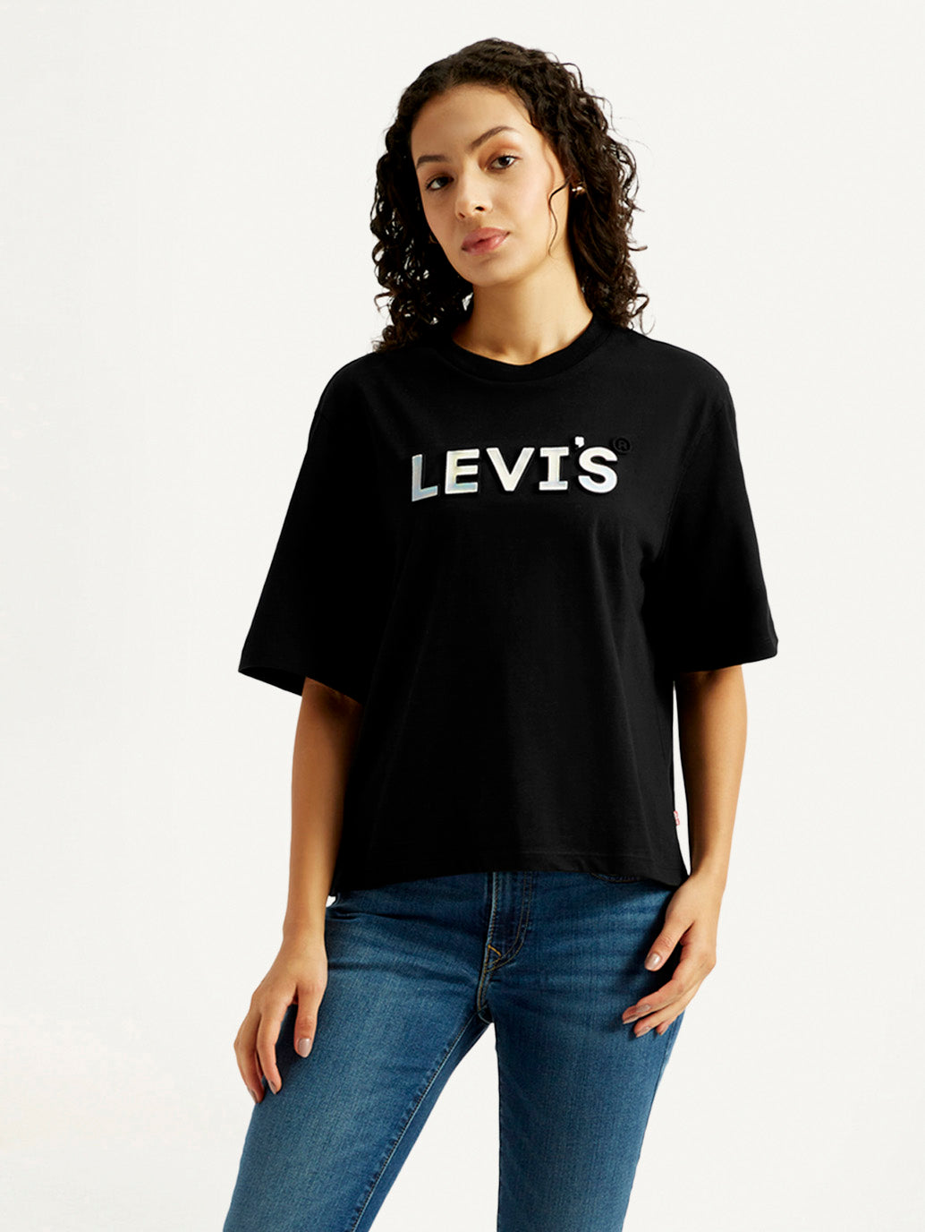 Women's Brand Logo Relaxed Fit T-shirt - Front View