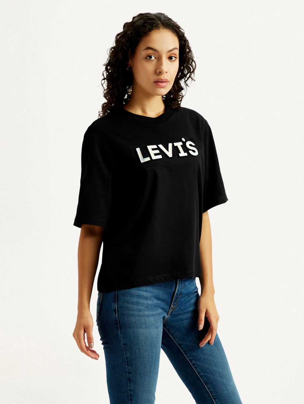 Women's Brand Logo Relaxed Fit T-shirt - Side View