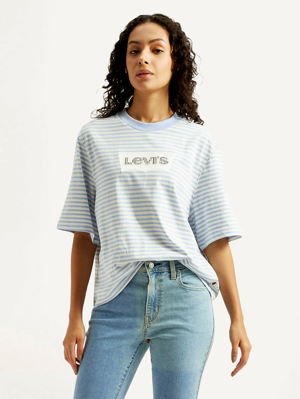 Women's Striped Relaxed Fit T-shirt - Styleshot View