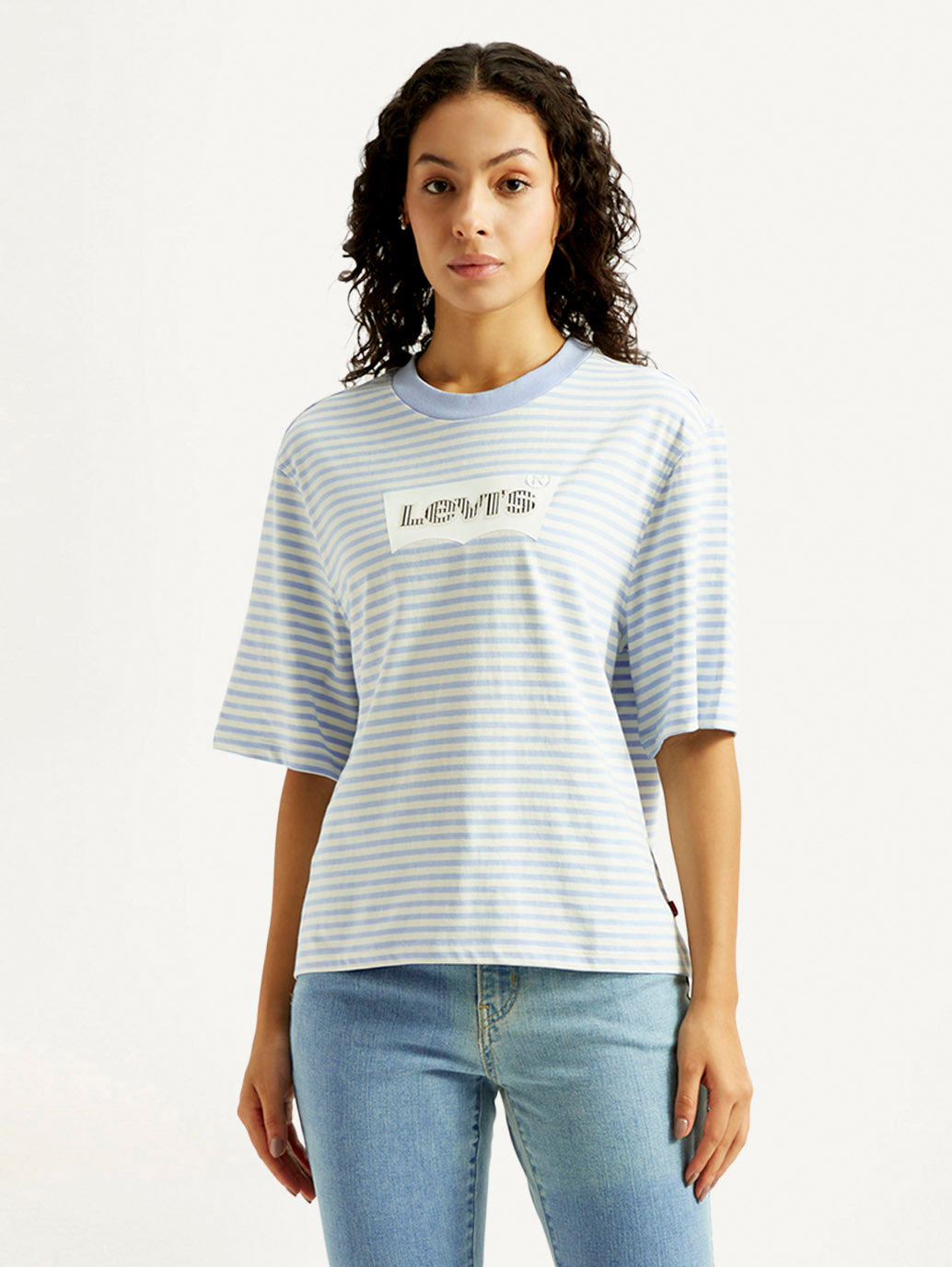 Women's Striped Relaxed Fit T-shirt - Front View