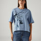 Women's Floral Light Blue Relaxed Fit T-shirt - Front View