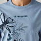 Women's Floral Light Blue Relaxed Fit T-shirt - Detail View
