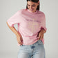 Women's Graphic Print Pink Relaxed Fit T-shirt - Styleshot View