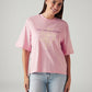 Women's Graphic Print Pink Relaxed Fit T-shirt - Front View