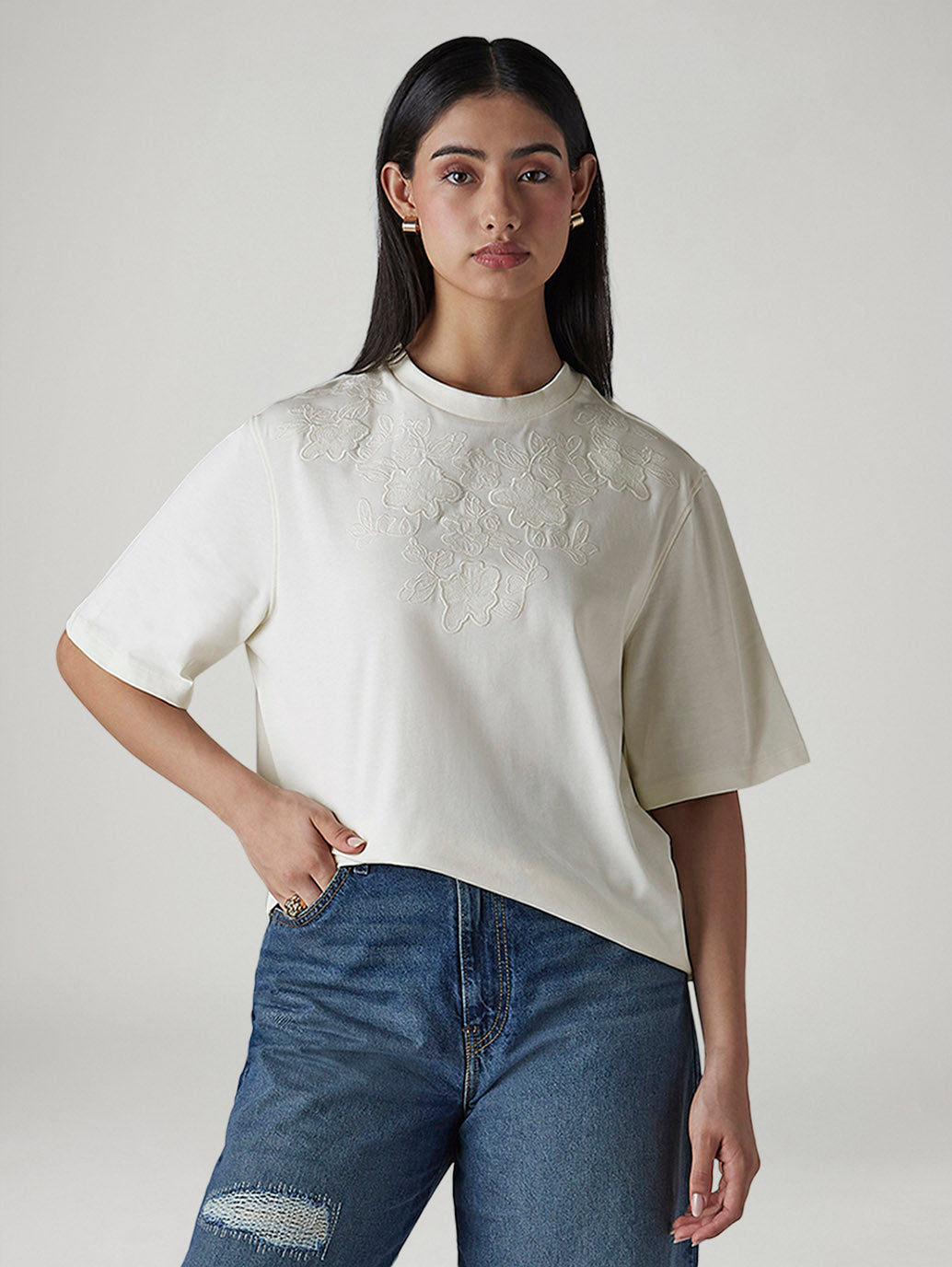 Women's Embroidered Relaxed Fit Top
