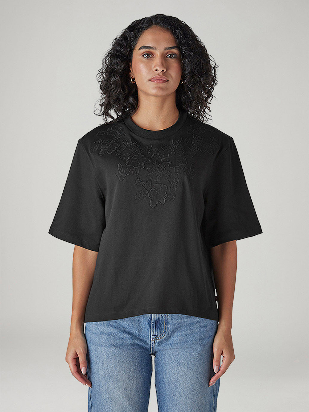 Women's Knitted Regular Fit T-Shirt - Front View