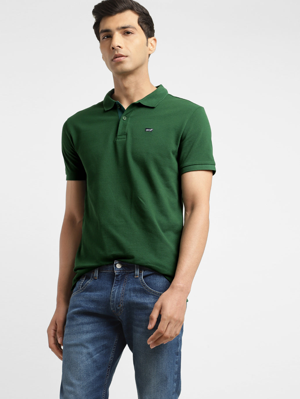Men's Green Polo Collar T-Shirt