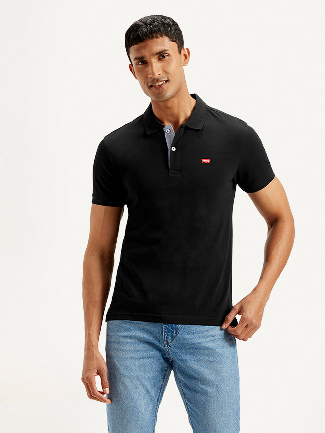 Men's Solid Slim Fit Polo T-shirt - Front View