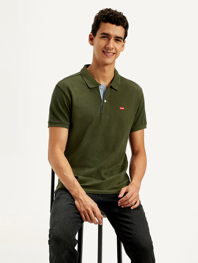 Men's Solid Slim Fit Polo T-shirt
