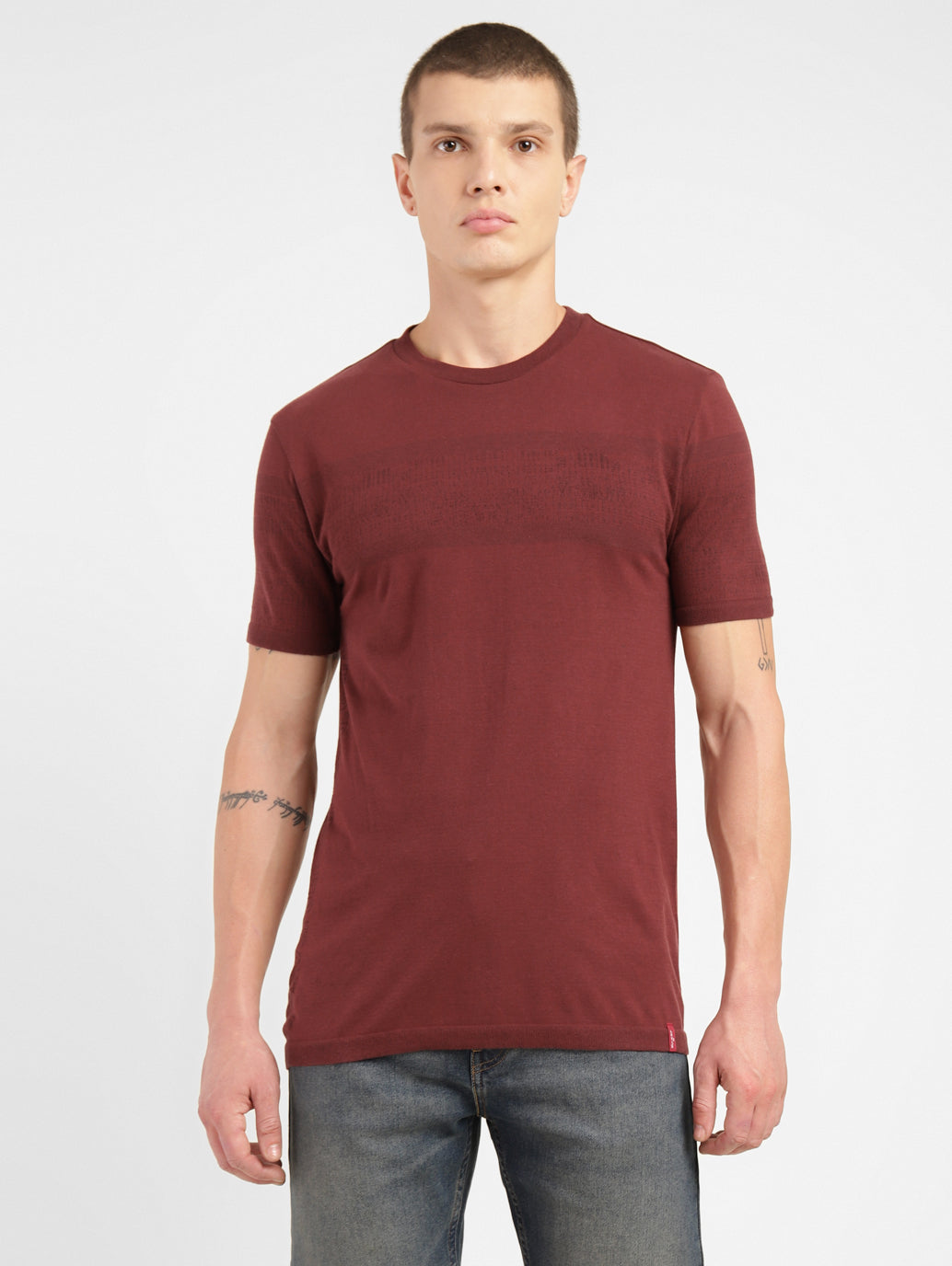 Men's Solid Crew Neck T-shirt Maroon