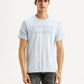 Men's Brand Logo Light Blue Slim Fit Seamless T-shirt - Front View